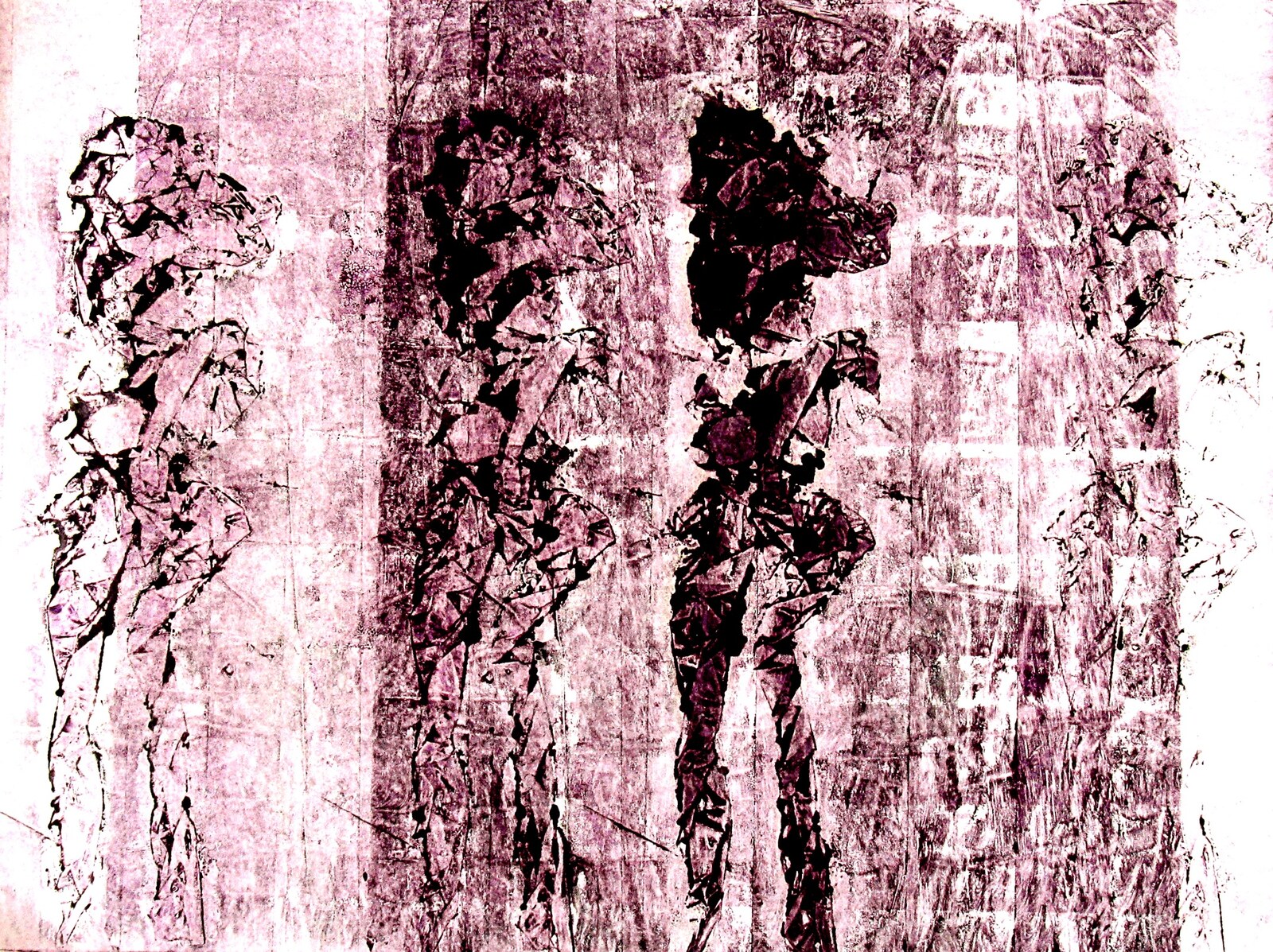 Assembly VIII, figures in pink and violet field, monotype