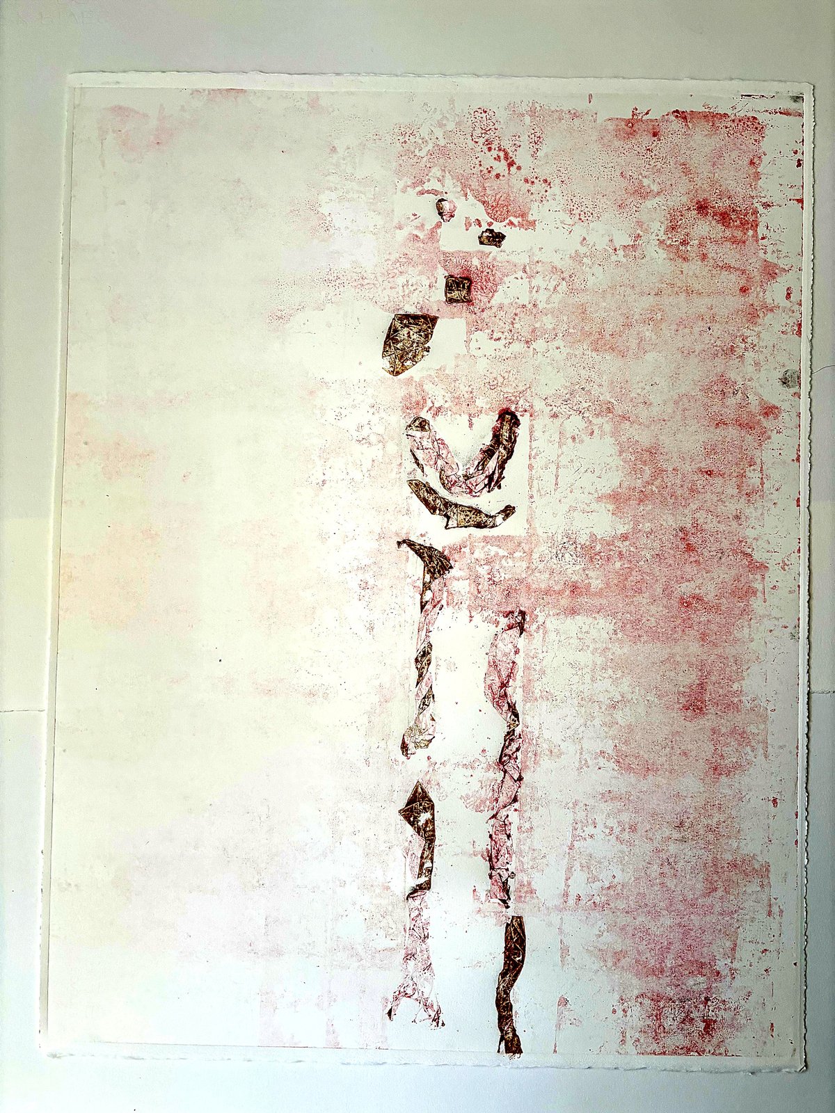 Carmine IV, silhouette, carmine ink monotype