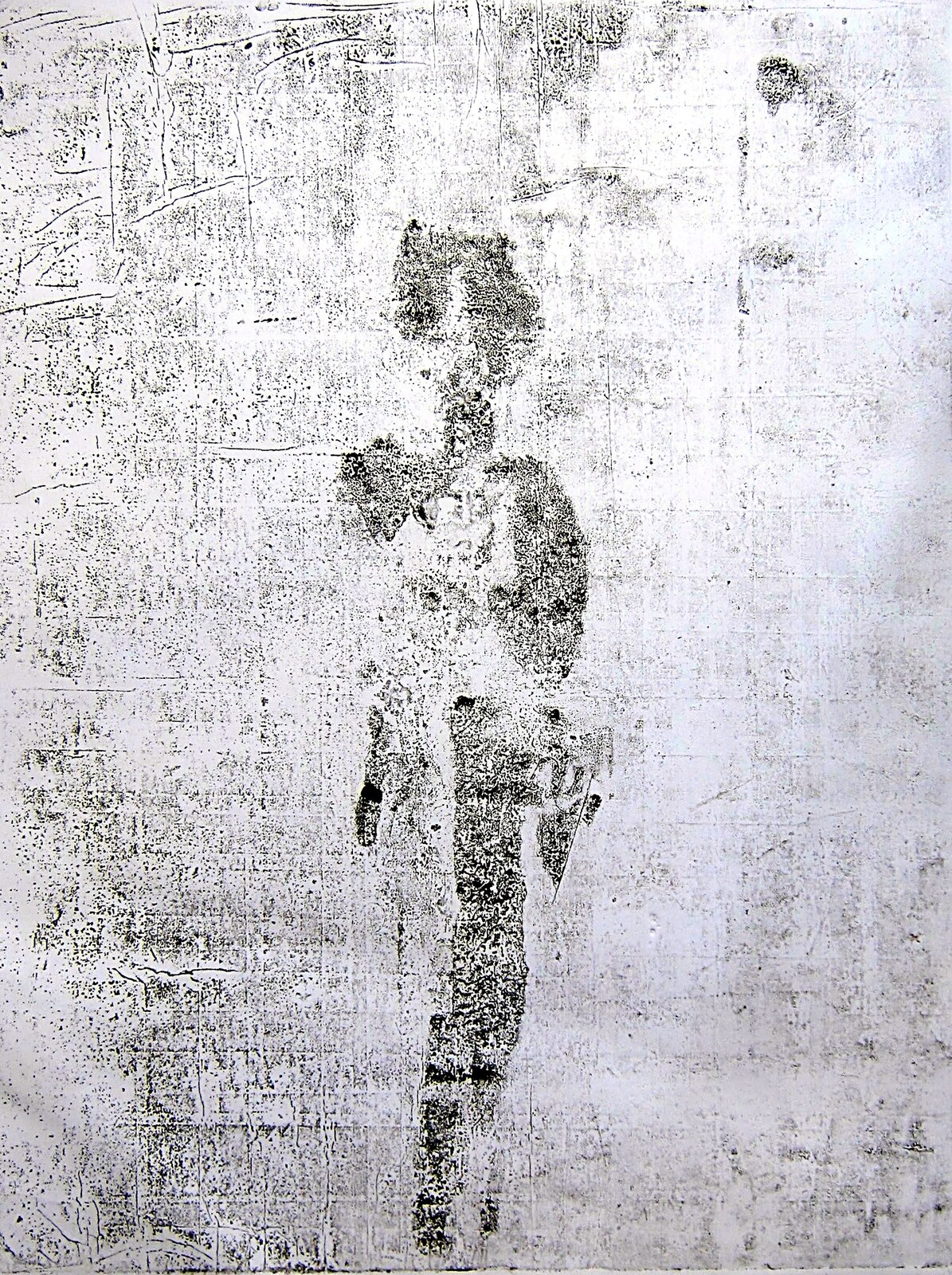 Figure X, faint figure, ghost print, monotype