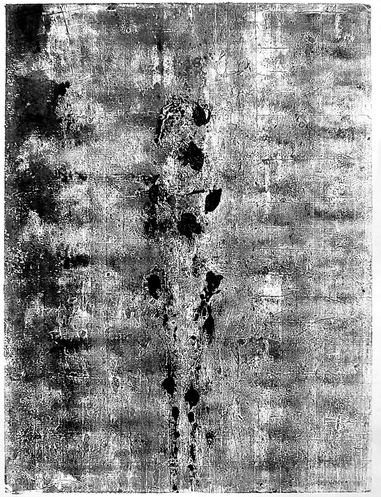 Figure VI, dense dark figure, black ink monotype