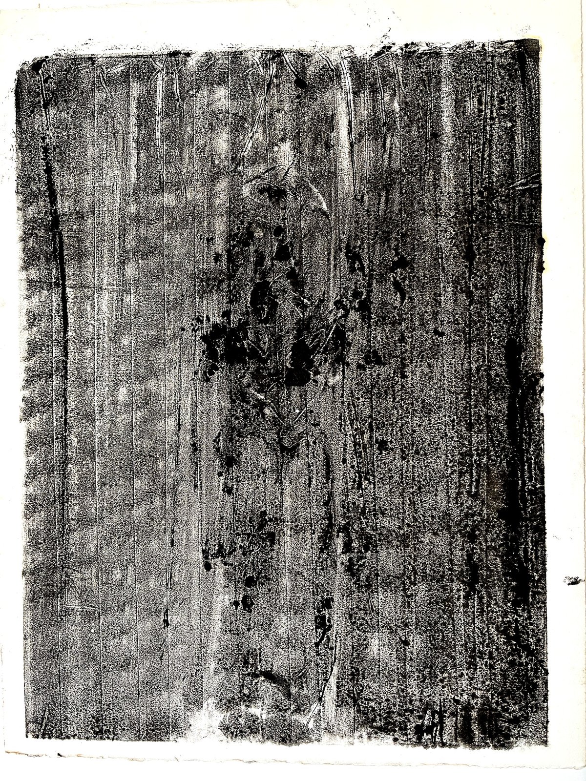 Glyph I, palimpsest, black ink monotype