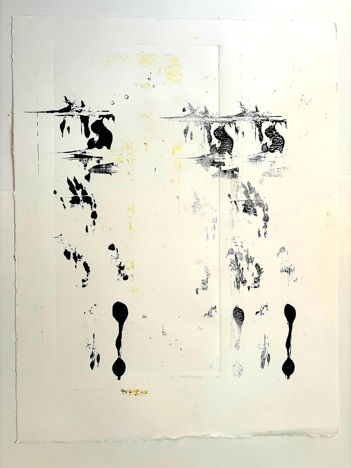 Glyph II, vocabulary, black ink monotype