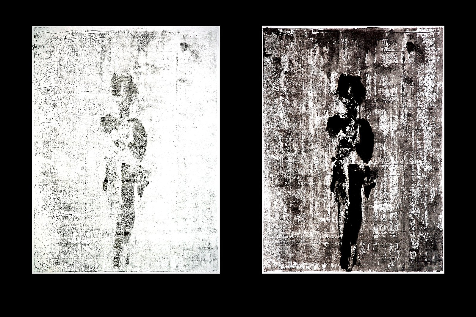 Trace I, diptych, black ink monotype