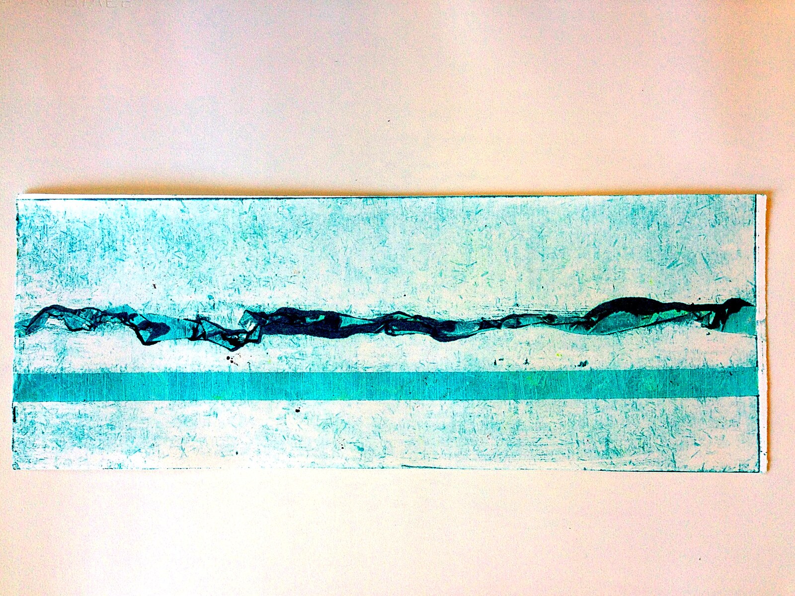 Water II, turquoise wave, colour monotype
